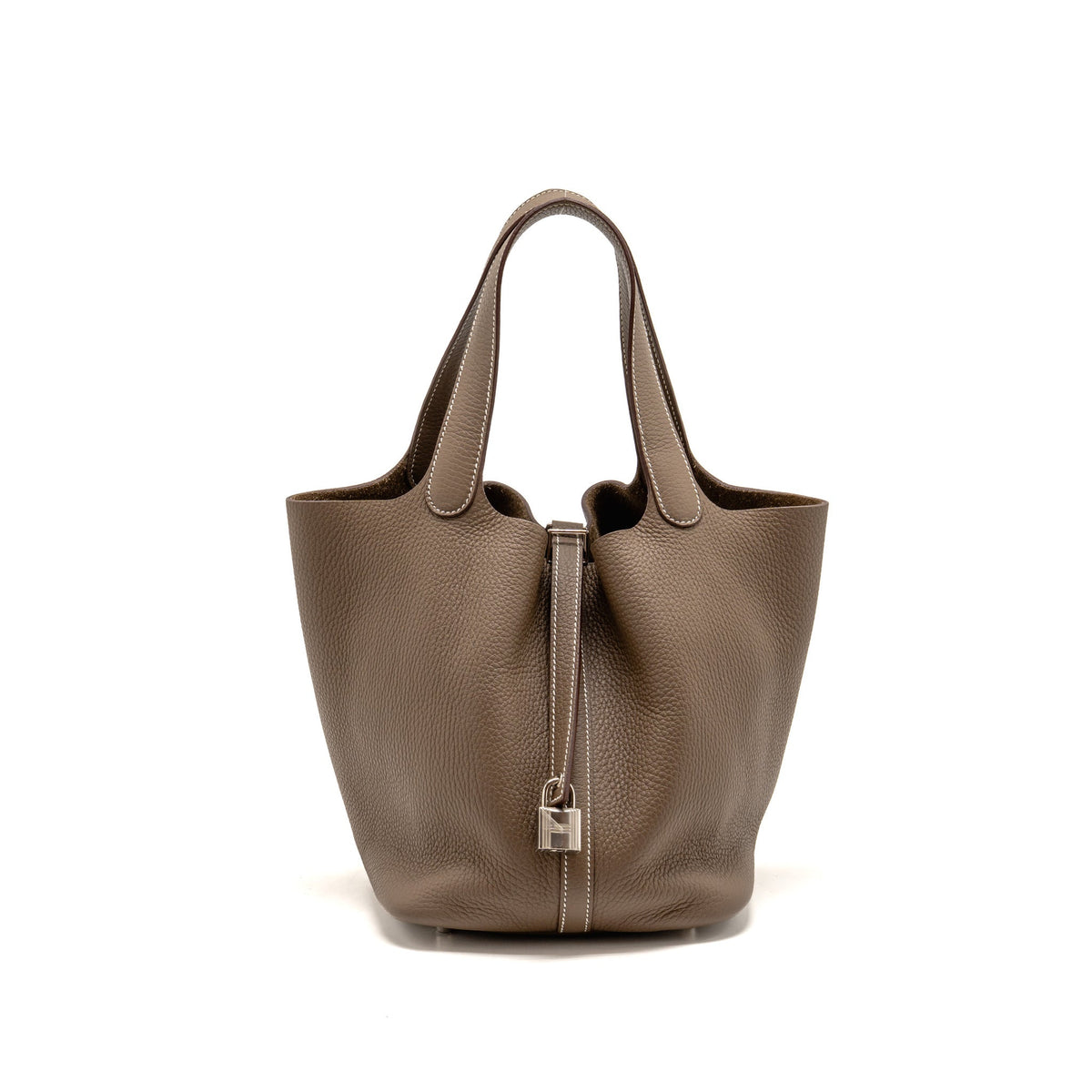 Hermes picotin 22 lock bag clemence etoupe SHW
