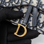 DIOR SADDLE BELT POUCH BLUE OBLIQUE JACQUARD CANVAS GHW