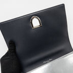 DIOR DIORAMA FLAP BAG PATENT MICRO-CANNAGE LEATHER METALLIC SILVER SHW