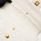 CHANEL VINTAGE MEDIUM CLASSIC DOUBLE FLAP BAG LAMBSKIN WHITE GHW