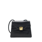 CHANEL VINTAGE KELLY FLAP BAG WITH LONG STRAP BLACK 24K GHW