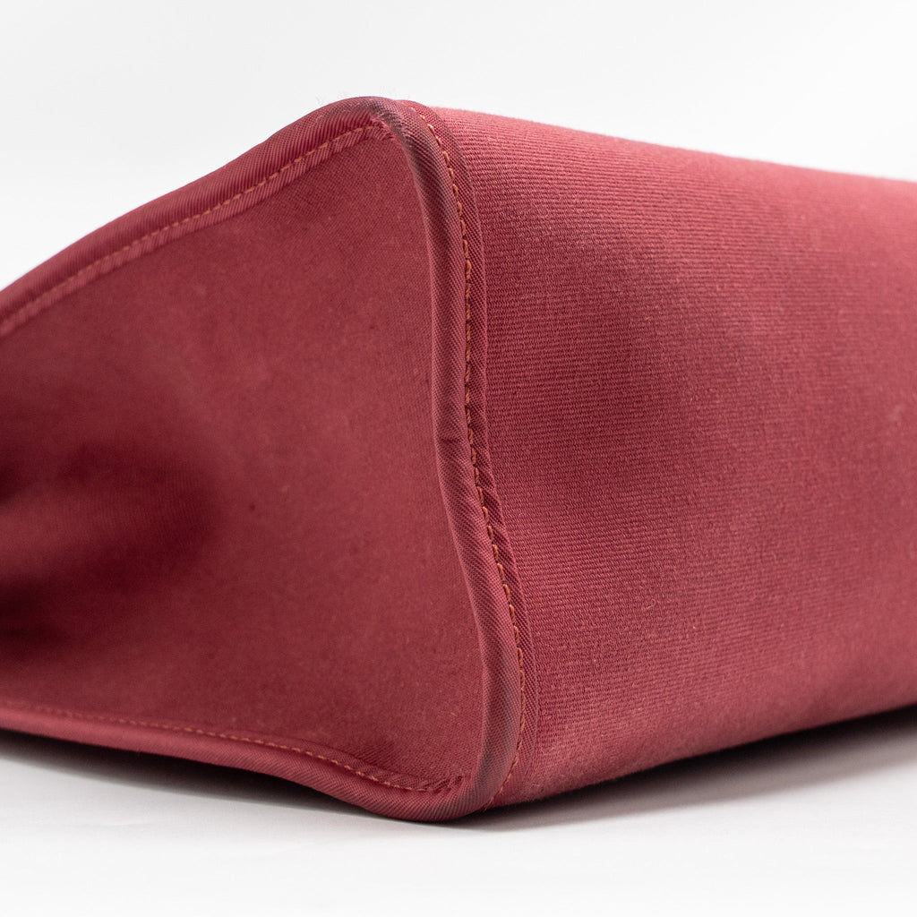 Hermes Herbag 31 Zip Bag Canvas/Hunter Leather Red SHW