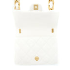 CHANEL 22S GIANT CHAIN FLAP SHOULDER BAG LAMBSKIN WHITE BRUSHED GHW (MICROCHIP)