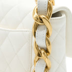 CHANEL 22S GIANT CHAIN FLAP SHOULDER BAG LAMBSKIN WHITE BRUSHED GHW (MICROCHIP)