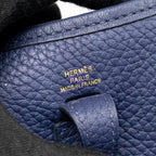 Hermes Mini Evelyne Clemence Blue GHW