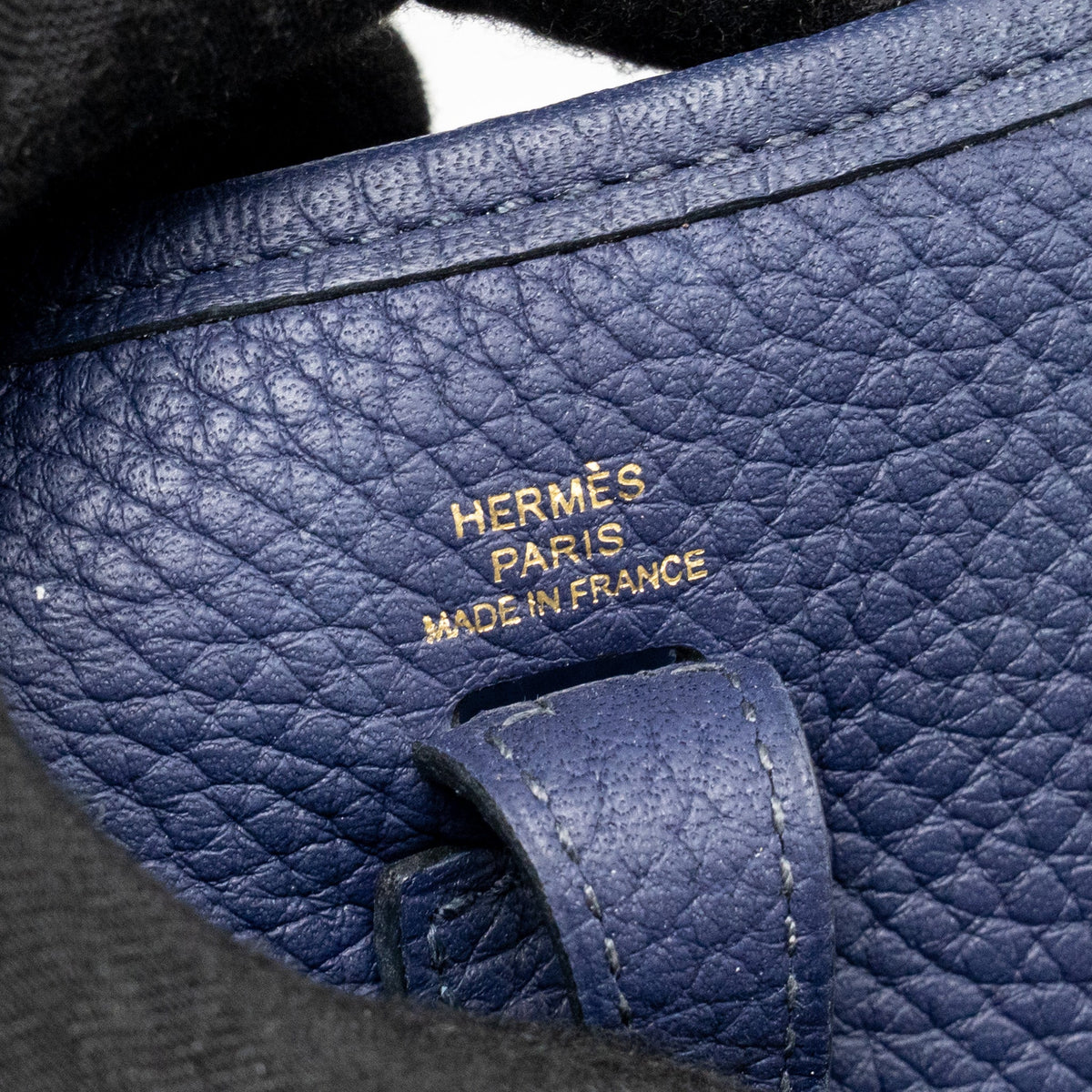 Hermes Mini Evelyne Clemence Blue GHW