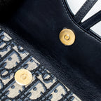 DIOR SADDLE BELT POUCH BLUE OBLIQUE JACQUARD CANVAS GHW