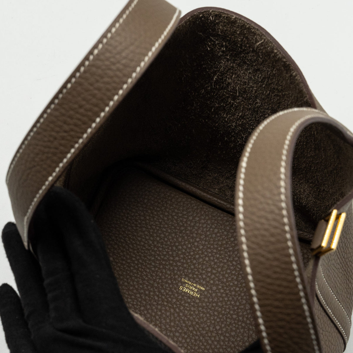 HERMES Picotin 18 Lock Bag Clemence Etoupe GHW