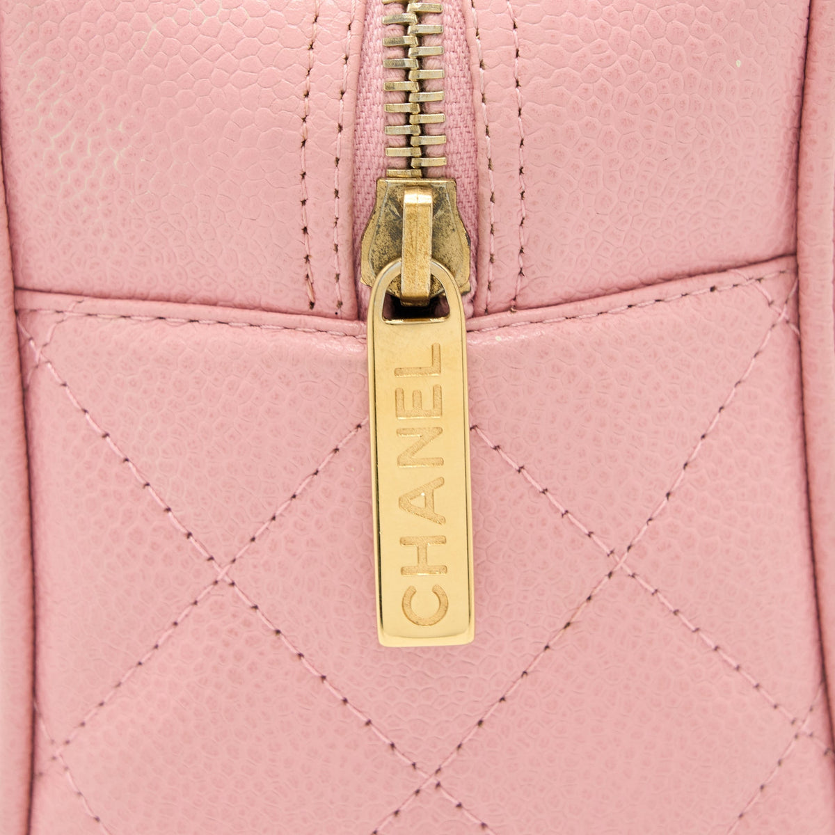 CHANEL VINTAGE BOWLING BAG CAVIAR LIGHT PINK LGHW