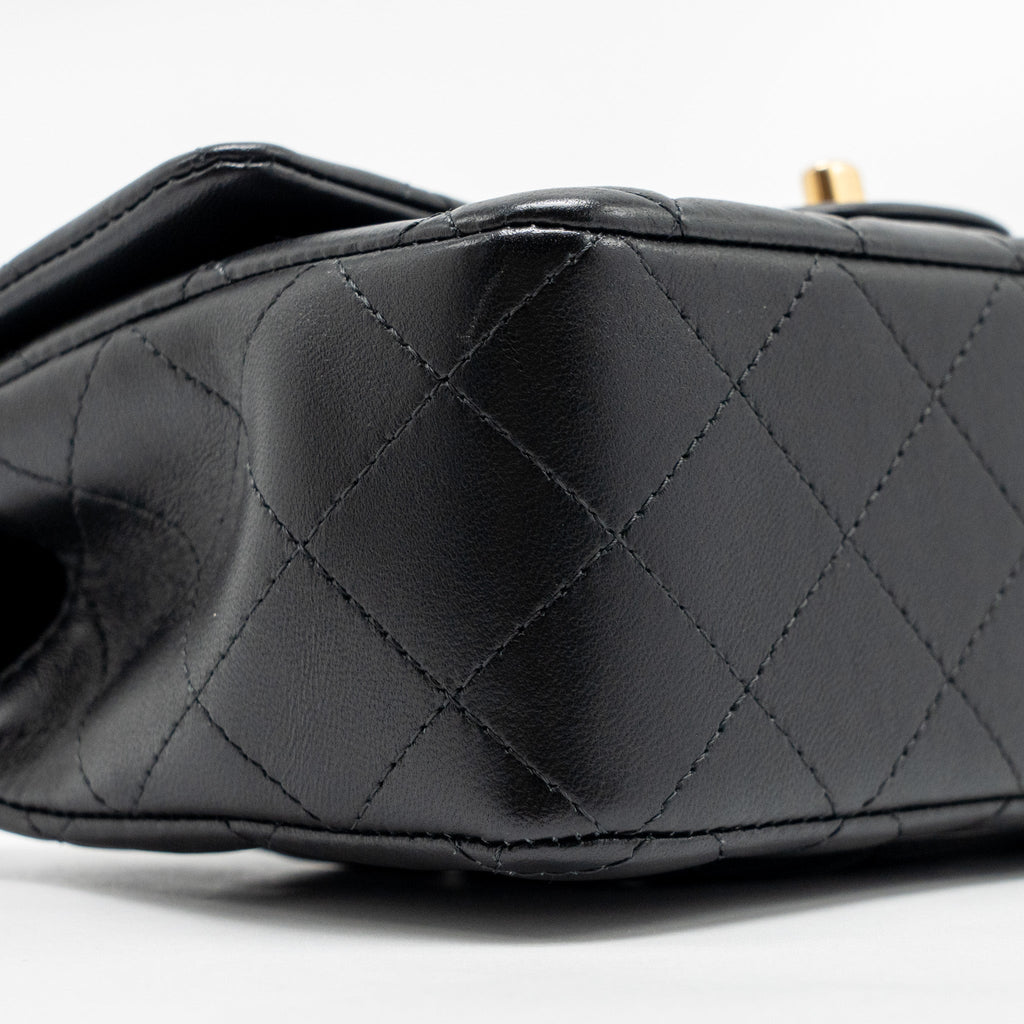CHANEL TOP HANDLE MINI RECTANGULAR LAMBSKIN BLACK GHW (MICROCHIP)