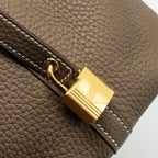 HERMES Picotin 18 Lock Bag Clemence Etoupe GHW