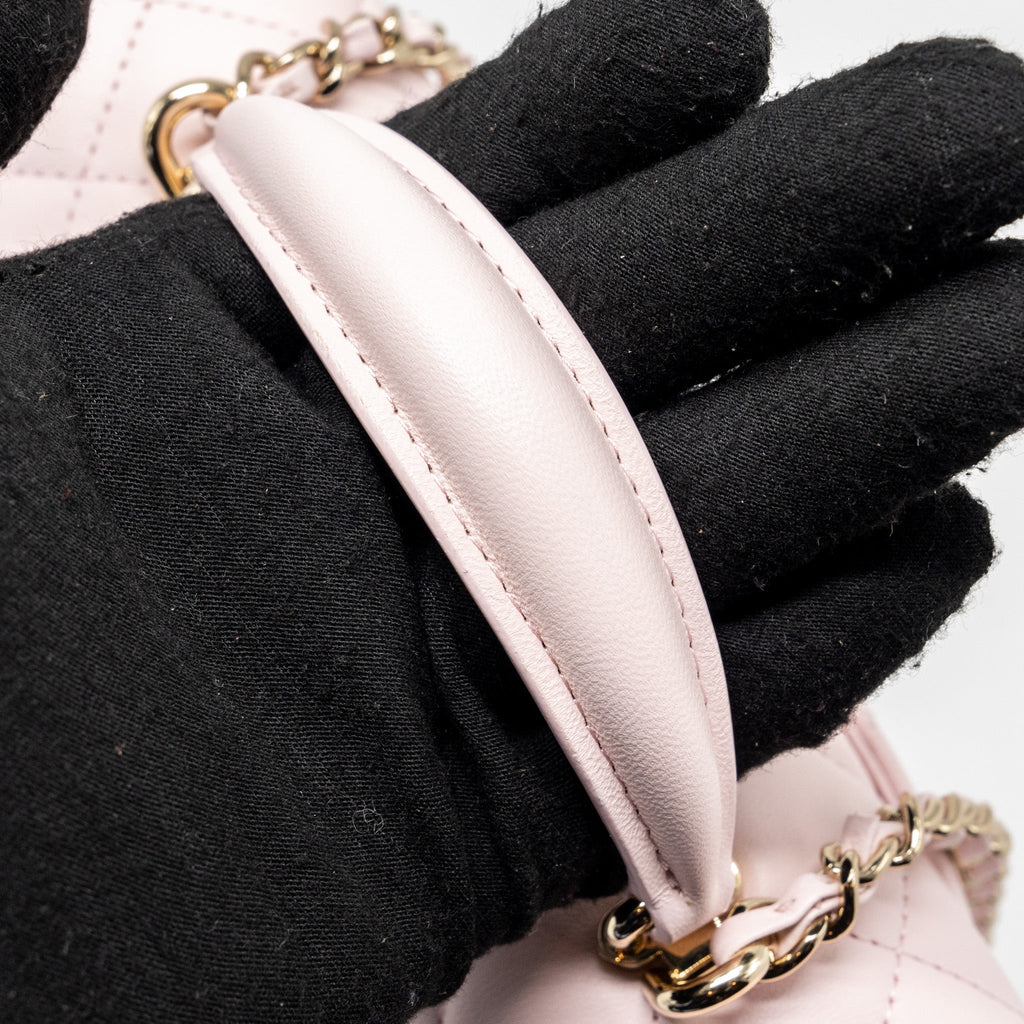 CHANEL TOP HANDLE MINI RECTANGULAR FLAP BAG LAMBSKIN LIGHT PINK LGHW(MICROCHIP)