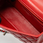 CHANEL CLASSIC MINI RECTANGULAR FLAP BAG LAMBSKIN RED RUTHENIUM HARDWARE