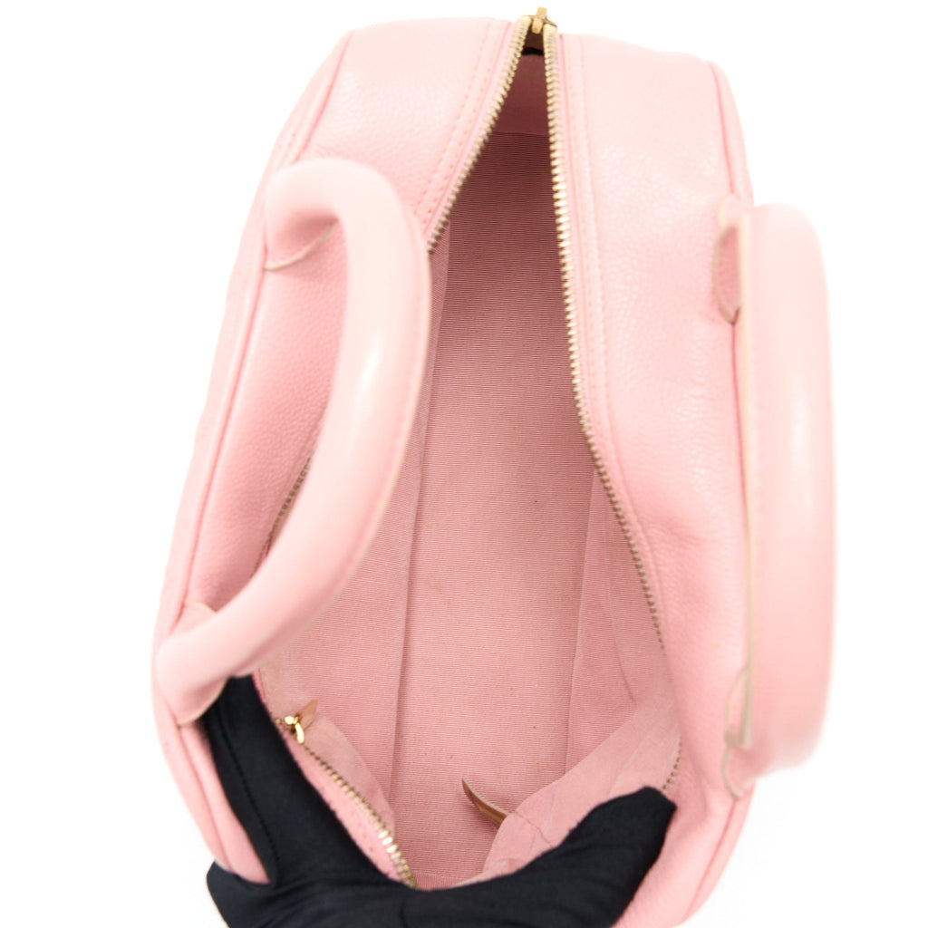 CHANEL VINTAGE BOWLING BAG CAVIAR LIGHT PINK LGHW