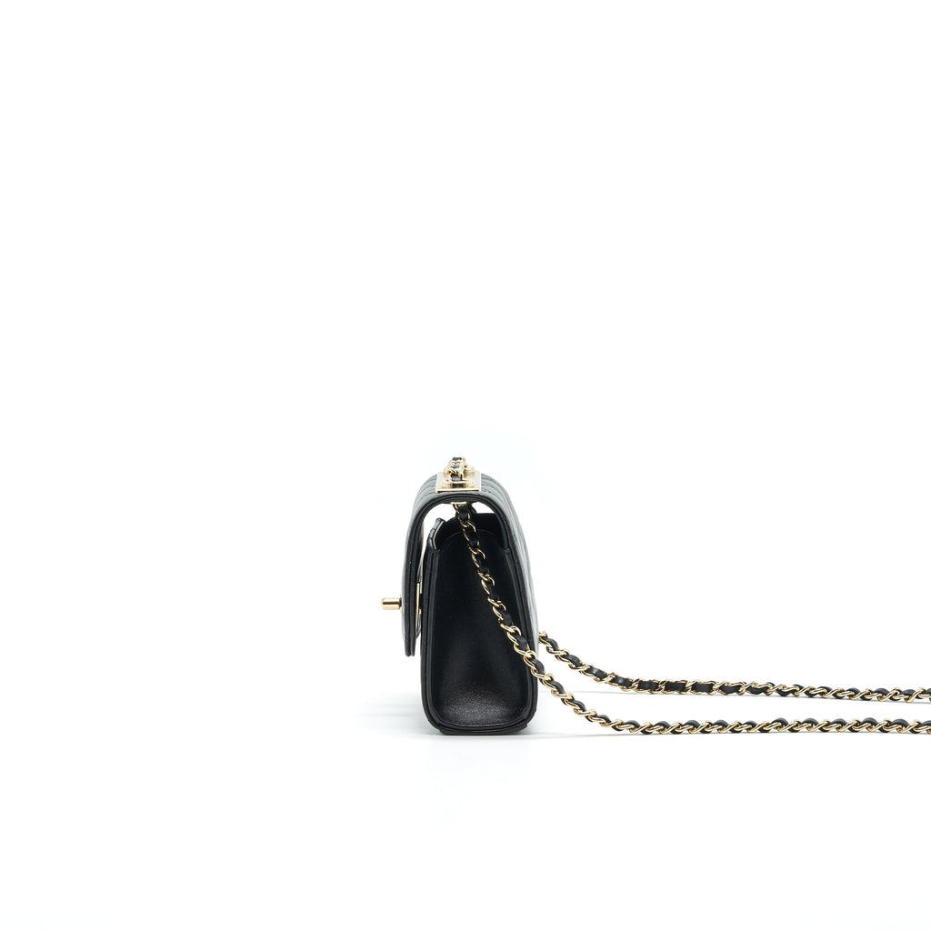 CHANEL MINI TRENDY CC CHAIN WALLET BLACK LGHW