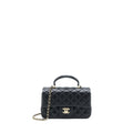 CHANEL TOP HANDLE MINI RECTANGULAR FLAP BAG LAMBSKIN BLACK LGHW (MICROCHIP)