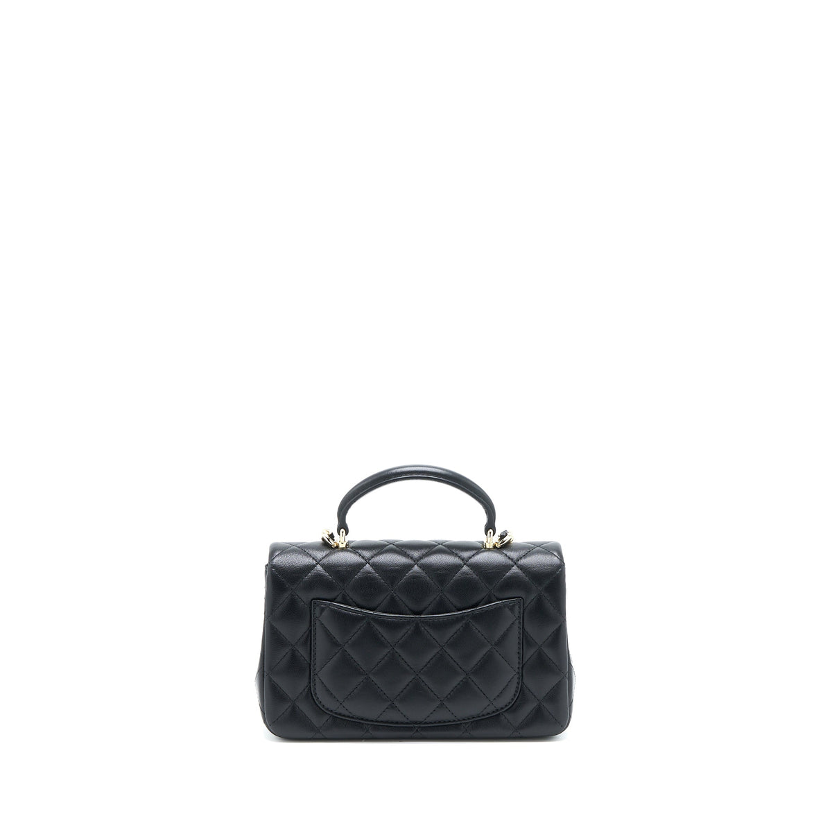 CHANEL TOP HANDLE MINI RECTANGULAR FLAP BAG LAMBSKIN BLACK LGHW (MICROCHIP)