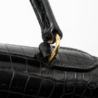 Hermes Kelly 32 Shiny Crocodile Porosus Black GHW Stamp Circle Q