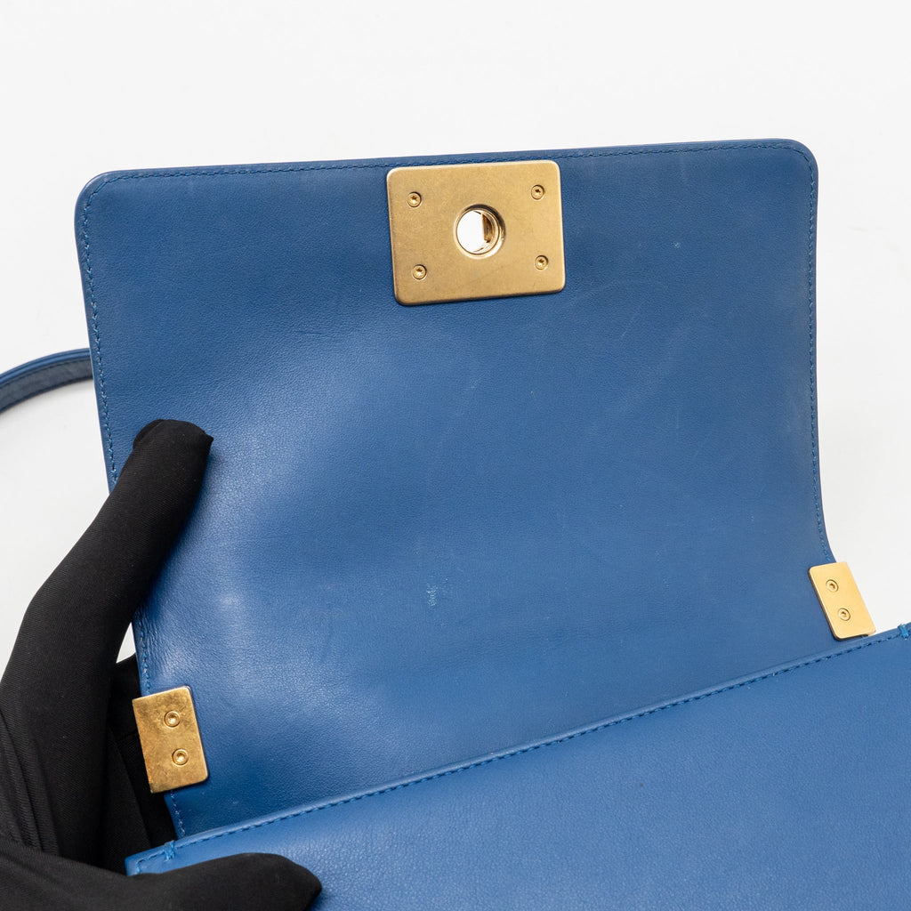 Chanel Small Boy Bag Lambskin Blue GHW