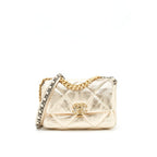 CHANEL SMALL 19 BAG GOLD COLOR WITH GOLD/ SILVER HARDWARE