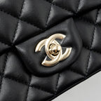 CHANEL TOP HANDLE MINI RECTANGULAR FLAP BAG LAMBSKIN BLACK LGHW(MICROCHIP)