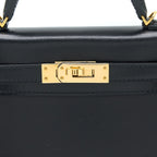 HERMES MINI KELLY II BOX BLACK GHW