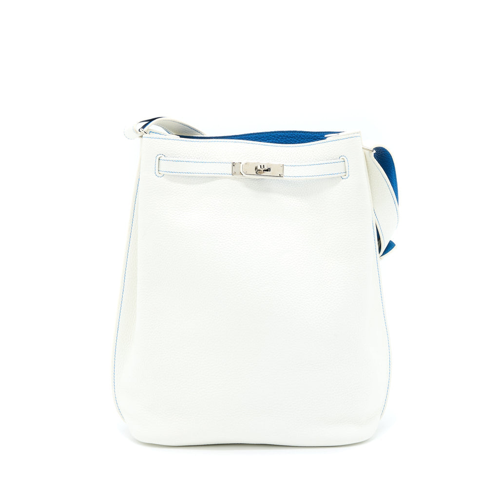 HERMES SO KELLY 26 BLANC/BLUE SHW