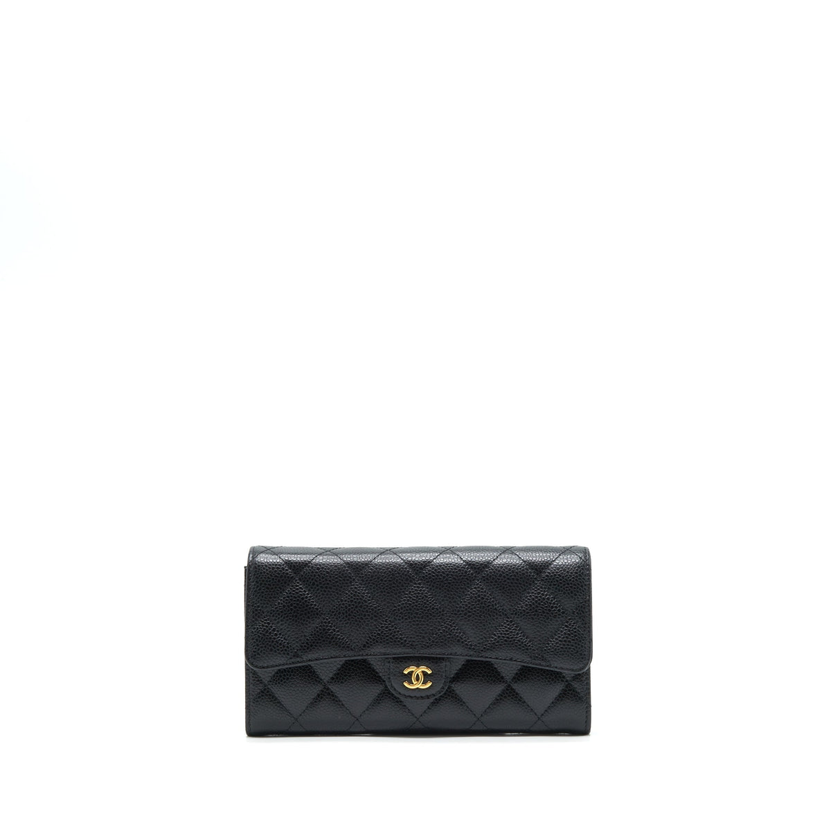 CHANEL CLASSIC FLAP LONG WALLET CAVIAR BLACK GHW