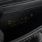 CHANEL TOP HANDLE MINI RECTANGULAR FLAP BAG LAMBSKIN BLACK LGHW(MICROCHIP)