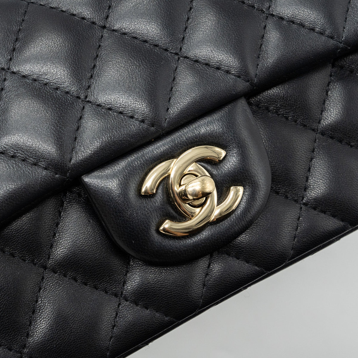 CHANEL CLASSIC MINI RECTANGULAR FLAP BAG LAMBSKIN BLACK LGHW (MICROCHIP)