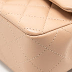Chanel Top Handle Mini Rectangular Flap Bag Lambskin Beige GHW (Microchip)