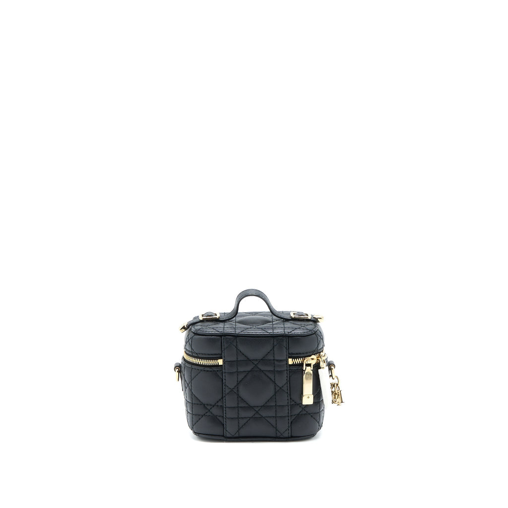 DIOR MICRO LADY DIOR VANITY CASE LAMBSKIN BLACK LGHW