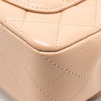 Chanel Top Handle Mini Rectangular Flap Bag Lambskin Beige GHW (Microchip)