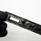 Hermes Kelly 32 Shiny Crocodile Porosus Black GHW Stamp Circle Q