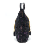 CHANEL 22P PRINTED DENIM MAXI SHOPPING TOTE BAG BLACK/MULTICOLOUR GHW