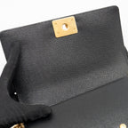 CHANEL MEDIUM BOY BAG CAVIAR BLACK GHW (MICROCHIP)