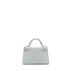 Hermes mini Kelly Ⅱ Ostrich Blue Glacier GHW
