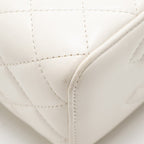 CHANEL GOLD PILLAR ADJUSTABLE CHAIN LONG VANITY LAMBSKIN WHITE GHW (MICROCHIP)