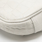 BALENCIAGA MINI LE CAGOLE SHOULDER BAG CROC-EMBOSSED CALFSKIN WHITE SHW