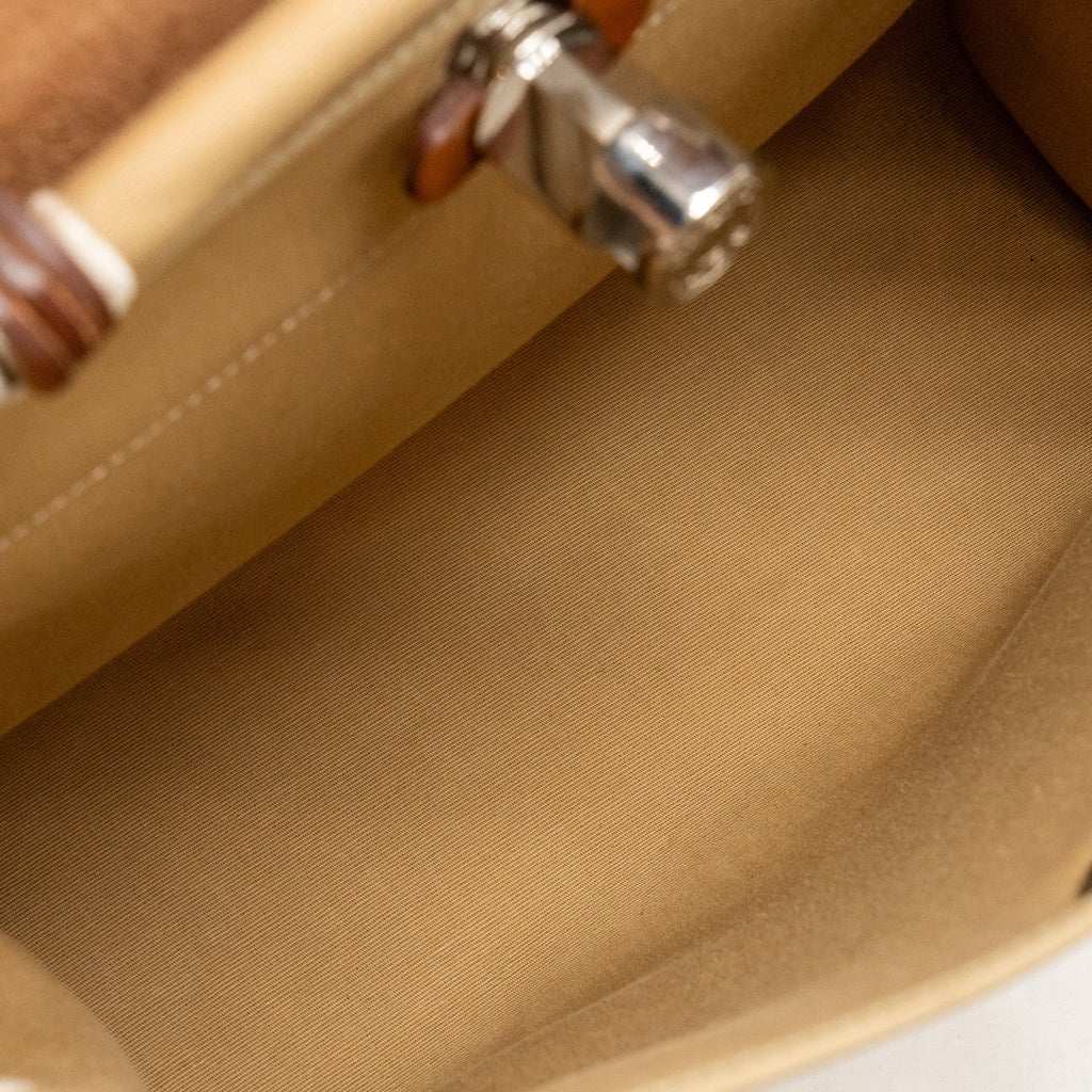 Hermes herbag 31 zip bag canvas/hunter leather trench SHW