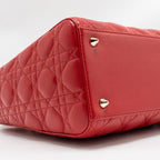 DIOR MEDIUM LADY DIOR LAMBSKIN RED LGHW