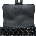 CHANEL 22K LARGE BACKPACK PATENT BLACK BRUSHED GHW (MICROCHIP)