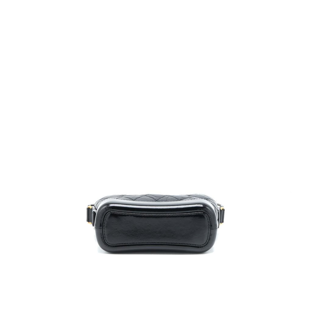 CHANEL SMALL GABRIELLE HOBO BAG AGED CALFSKIN BLACK WITH MULTICOLOR HARDWARE