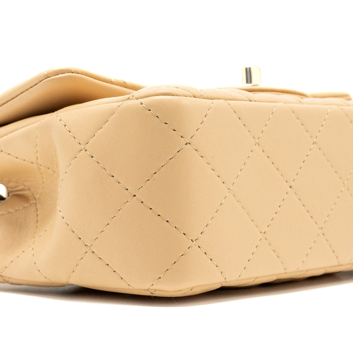 CHANEL 22C MINI RECTANGULAR FLAP BAG LAMBSKIN BEIGE LGHW (MICROCHIP)