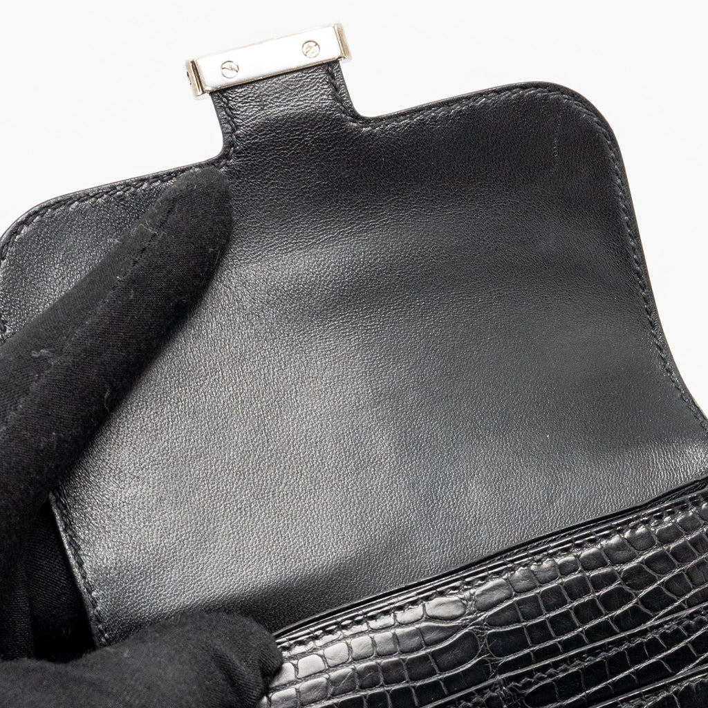 HERMES CONSTANCE WALLET ALLIGATOR MISSISSIPPIENSIS BLACK SHW