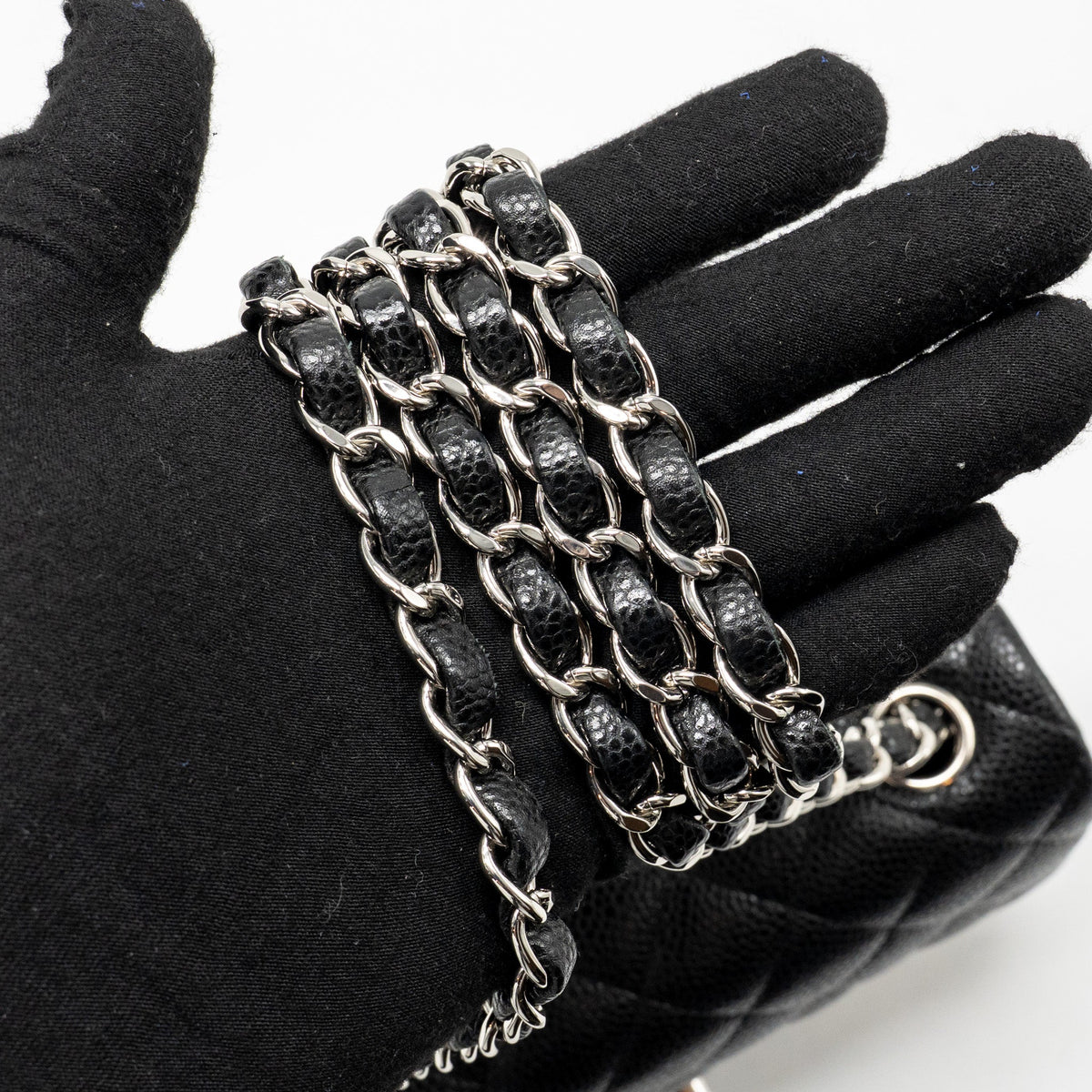 CHANEL MINI RECTANGULAR FLAP BAG CAVIAR BLACK SHW