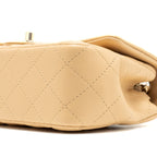 CHANEL 22C MINI RECTANGULAR FLAP BAG LAMBSKIN BEIGE LGHW (MICROCHIP)