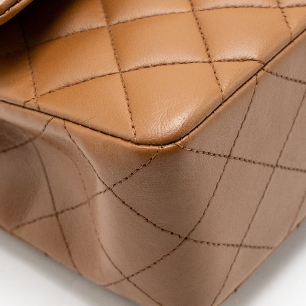 Chanel Small Classic Double Flap Bag Lambskin Dark Brown GHW (Microchip)