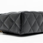 CHANEL 25P CC TOP HANDLE VANITY WITH CHAIN CAVIAR BLACK LGHW (MICROCHIP)