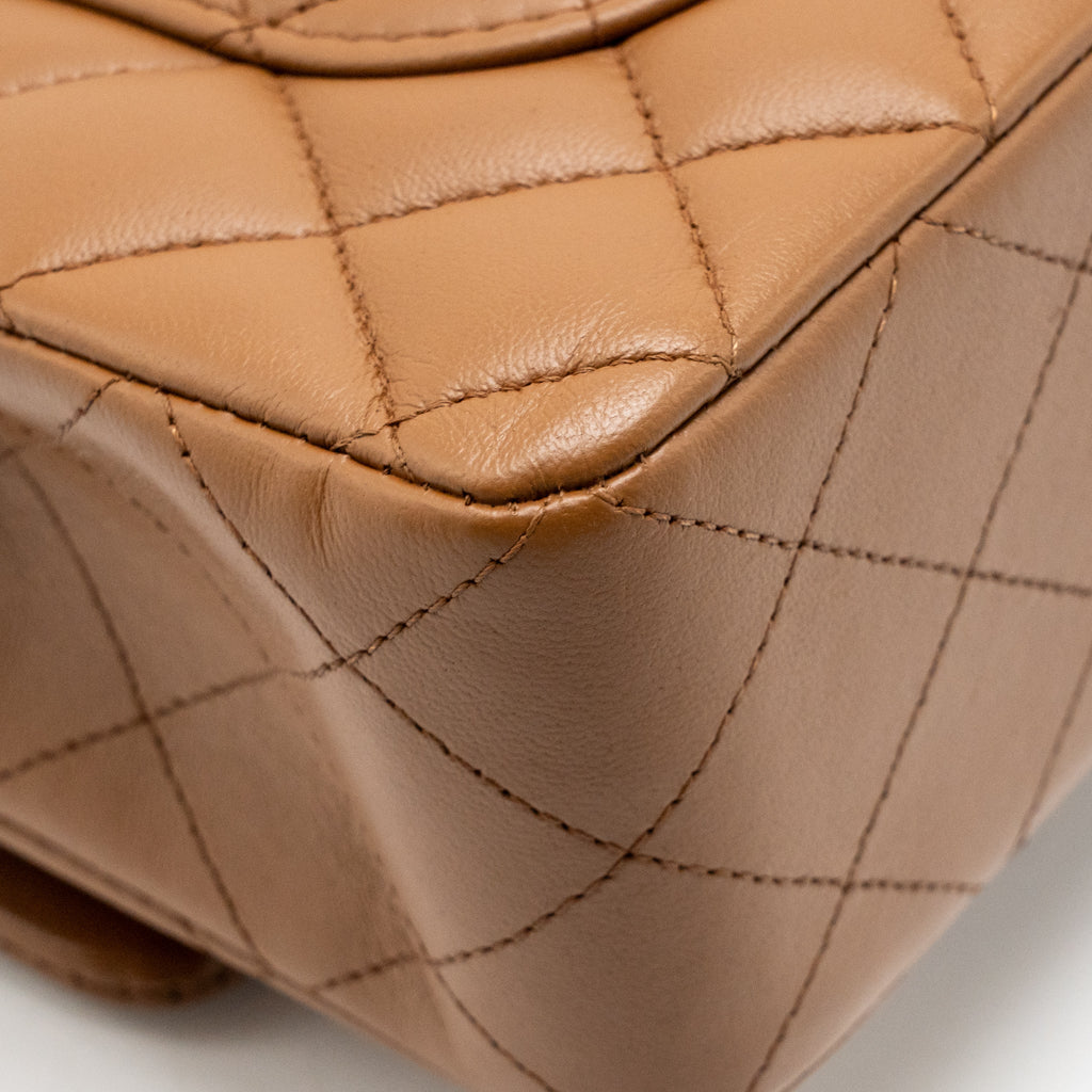 Chanel Small Classic Double Flap Bag Lambskin Dark Brown GHW (Microchip)